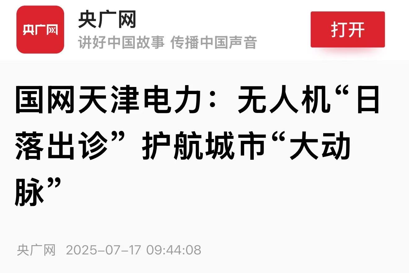 央广网 《国网天津电力：无人机“日落出诊” 护航城市“大动脉”》